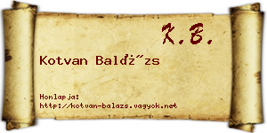 Kotvan Balázs névjegykártya